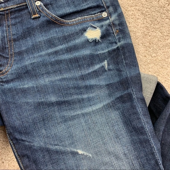 AG Jeans Stilt Cigarette Leg Distressed Dark Wash Cuffed Retro Low Rise SZ 8/29 - Picture 7 of 14